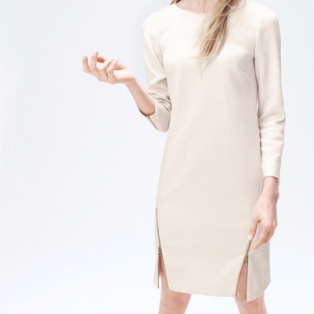 J Crew Pointe Creamy Ivory Zipper Sheath Dress